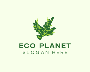 Green Eco Dove logo design