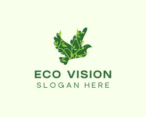 Green Eco Dove logo design