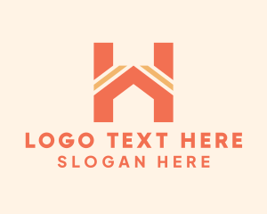 Architect - Orange House Letter H logo design