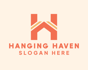 Orange House Letter H logo design