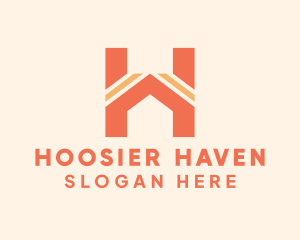 Orange House Letter H logo design