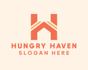 Orange House Letter H logo design