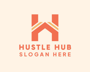 Orange House Letter H logo design