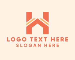 Residential - Orange House Letter H logo design
