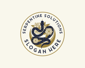 Flower Serpent Snake logo design