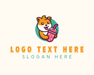 Slushy - Dog Milkshake Drink logo design