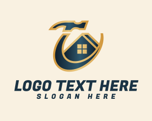 Home Builder - Premium Hammer Roof House logo design