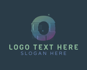 Techno - Modern Glitch Letter O logo design