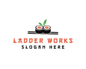 Sushi Japanese Chopsticks logo design