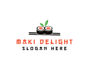 Sushi Japanese Chopsticks logo design