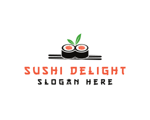 Sushi Japanese Chopsticks logo design