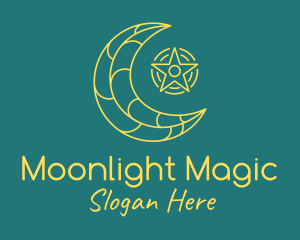 Nighttime - Minimalist Moon Star logo design
