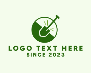 Lawn - Landscaping Shovel Gardening logo design