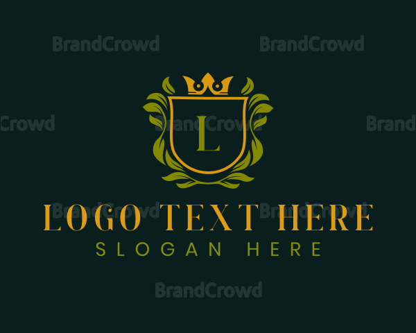 Leaf Crown Crest Logo