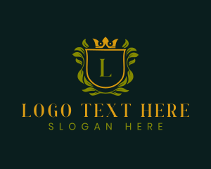 Organic - Leaf Crown Crest logo design