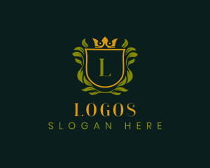 Leaf Crown Crest Logo