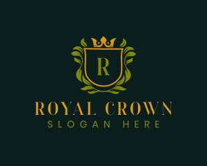 Leaf Crown Crest logo design