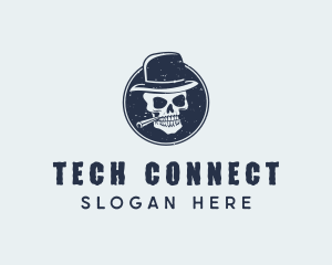 Skull Hat Cigar Logo