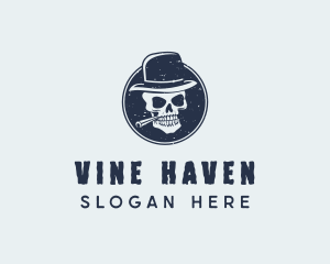 Skull Hat Cigar logo design