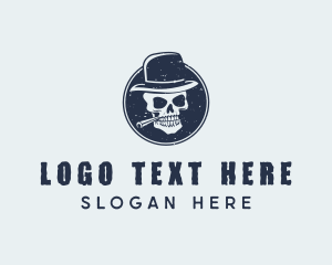 Brewery - Skull Hat Cigar logo design