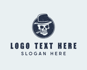 Skull Hat Cigar Logo