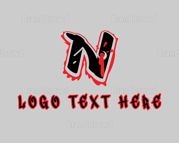 Splatter Graffiti Letter N Logo