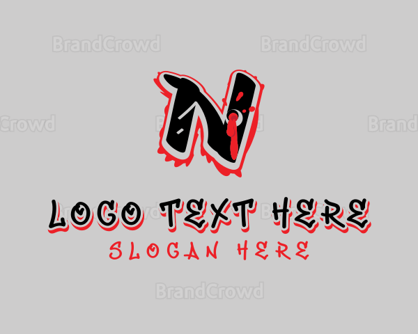 Splatter Graffiti Letter N Logo