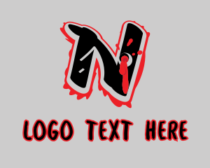 Blood - Splatter Graffiti Letter N logo design