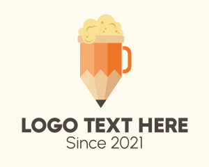 Draught Beer - Beer Mug Pencil logo design