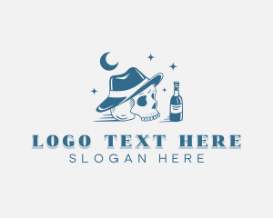 Hat - Hipster Skull Pub logo design