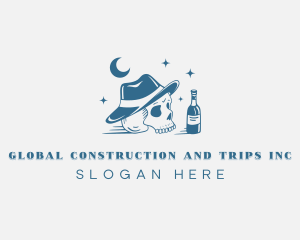 Hipster Skull Pub Logo