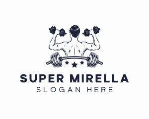 Barbell Muscle Bodybuilder Logo