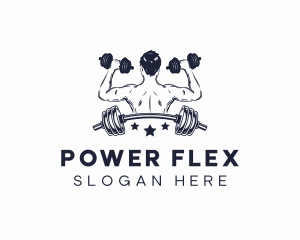 Muscle - Barbell Muscle Bodybuilder logo design