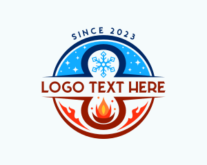 Air Conditioning - Fire Ice Snowflake logo design