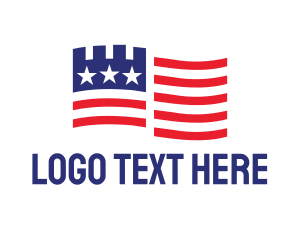 United States - USA American Castle Flag logo design