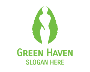 Green Female Silhouette logo design