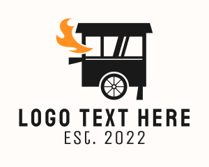 Hot - Grill Flame Food Cart logo design