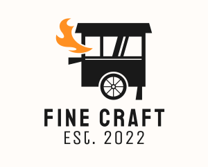 Grill Flame Food Cart  logo design