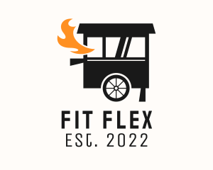 Cook - Grill Flame Food Cart logo design