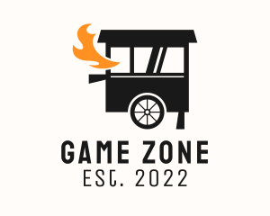 Street Food - Grill Flame Food Cart logo design