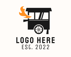 Grill Flame Food Cart  logo design