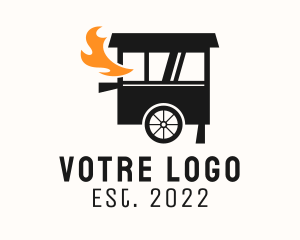 Snack - Grill Flame Food Cart logo design