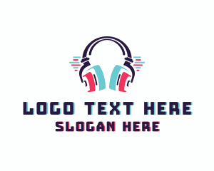 Blue Headphones - DJ Audio Headphones logo design