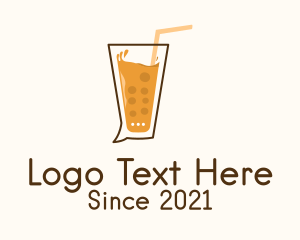 Milk Tea Shop - Drink Chat Bubble logo design