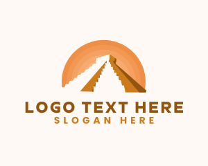Destination - Inca Pyramid Landmark logo design