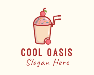 Refreshment - Cherry Slushy Refreshment Cart logo design