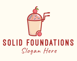 Juice Stand - Cherry Slushy Refreshment Cart logo design