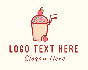 Refreshment - Cherry Slushy Refreshment Cart logo design
