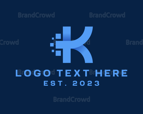 3D Pixel Digital Letter K Logo