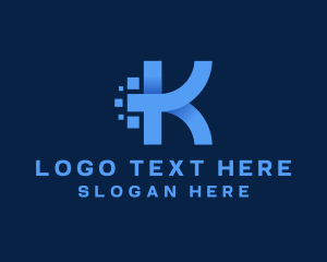 3D Pixel Digital Letter K Logo